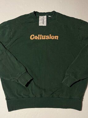 Collusion women's green logo crewneck sweatshirt medium